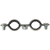 Collier Double Isophonique Plomberie pour Tube Ø14 Embase M7X150 Acier Zingué Blanc