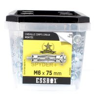ESSBOX de 25 Chevilles Métalliques à Expansion Qualité Premium 6X75 avec Vis (8 Plots)