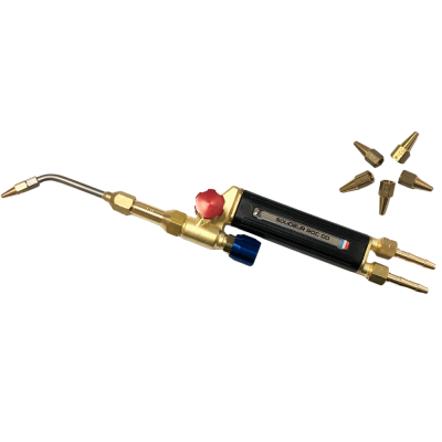Chalumeau Soudeur OXY/AD ROC 00 avec 6 Buses M6X100 - Capacité : 1mm - Buse de 10 à 100 L/H - Entrée Douille 6,3X12