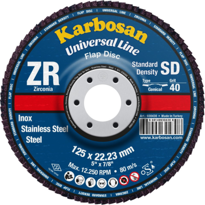 DISQUE A LAMELLES BOMBE D125 G40 ZIRCONIUM KARBOSAN 930430