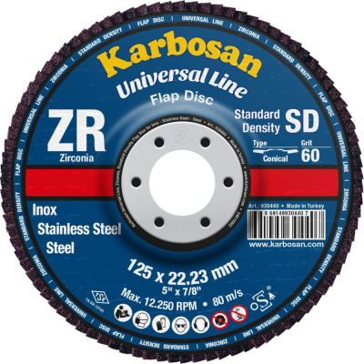 Disque à Lamelles Bombé D125 G60 Zirconium KARBOSAN 930440