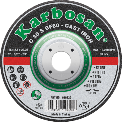 Disque à Tronçonner Déporté 125X2.5X22.23 Carbure de Silicium KARBOSAN C 30 S BF80 910320