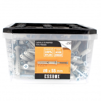 ESSBOX de 150 Chevilles Clous TF 6X55 Acier (12 Plots)