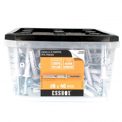 ESSBOX de 200 Chevilles Clous TF 6X40 Acier (12 Plots)