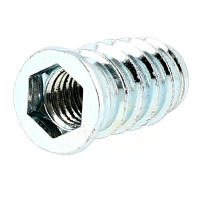 Insert Double Filet (Bois-Metrique) à Collerette HC M8X20 Acier Zingué