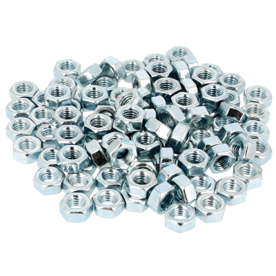 Sachet de 100 Écrous Hu M8 Acier Zingué Blanc DIN 934