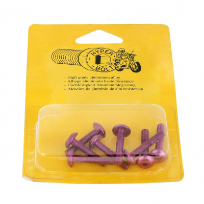 Blister mit 8 Linsenkopfschrauben mit Innensechskant Aluminium P60 Violett eloxiert